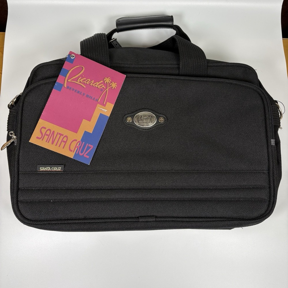 Ricardo Beverly Hills Santa Cruz Vintage Briefcase Laptop Bag Black NWT Lock Key